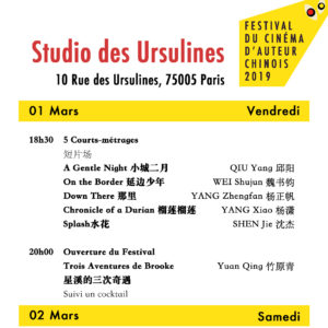 Festival du cinéma d'auteur chinois 2019 agenda